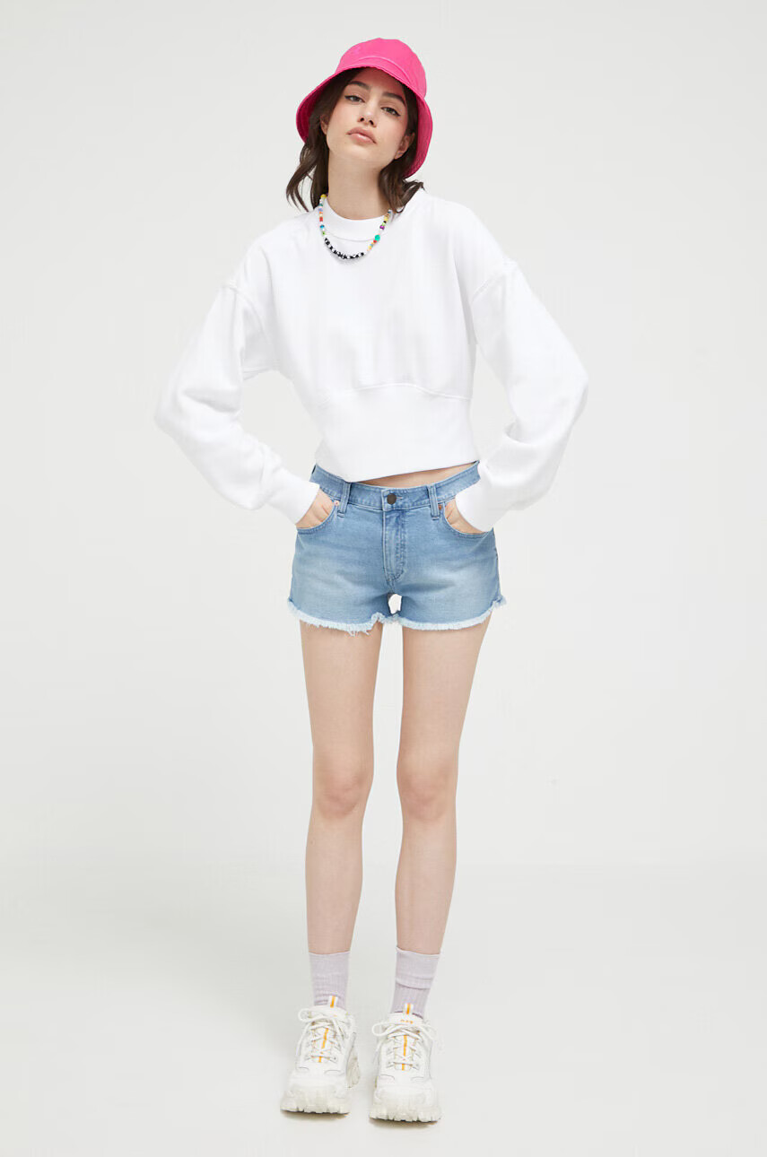 Abercrombie & Fitch Суичър в бяло с изчистен дизайн - Pepit.bg
