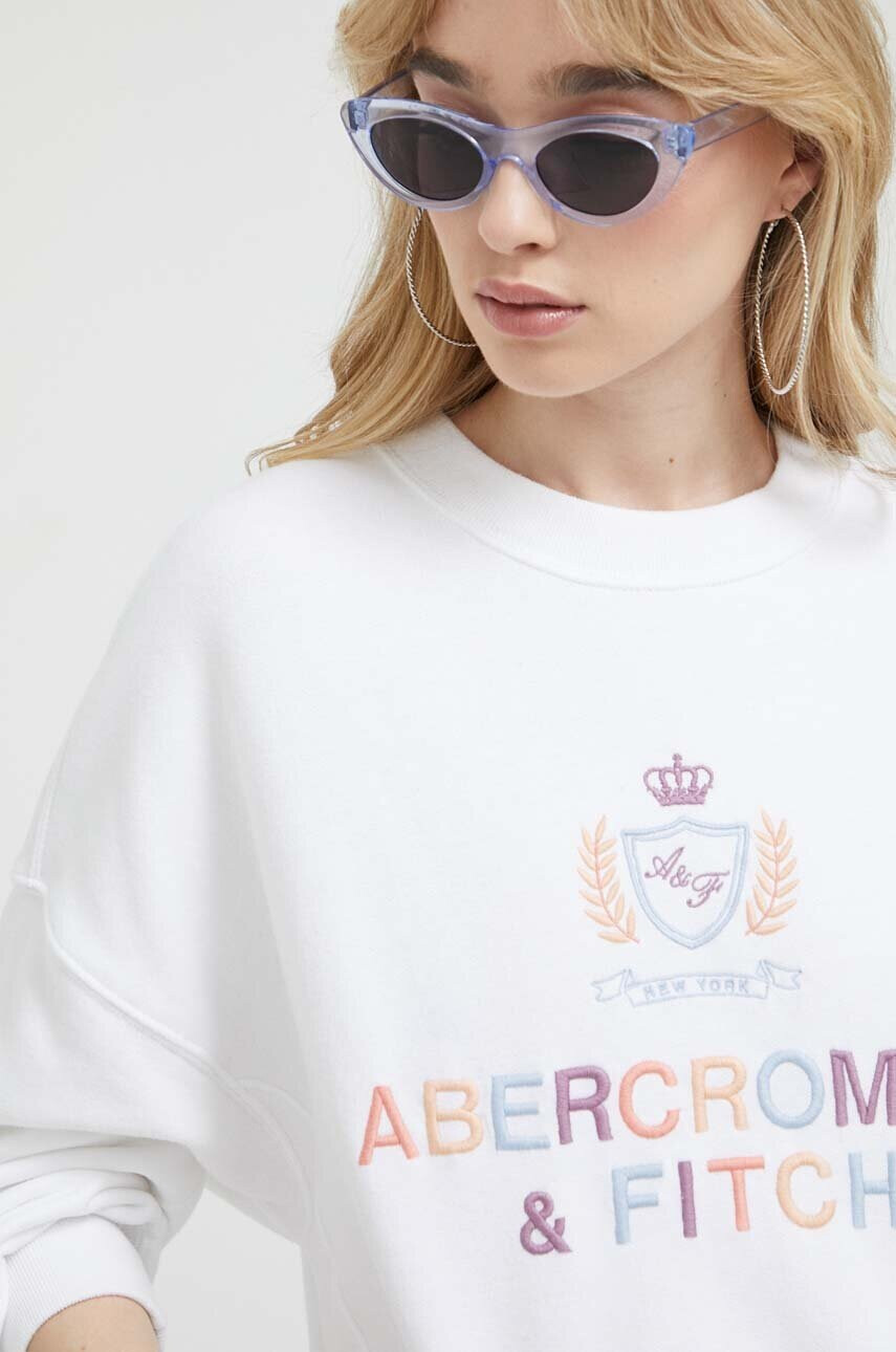 Abercrombie & Fitch Суичър в бяло с апликация - Pepit.bg