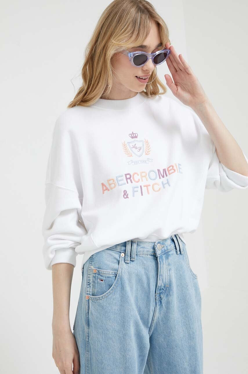 Abercrombie & Fitch Суичър в бяло с апликация - Pepit.bg