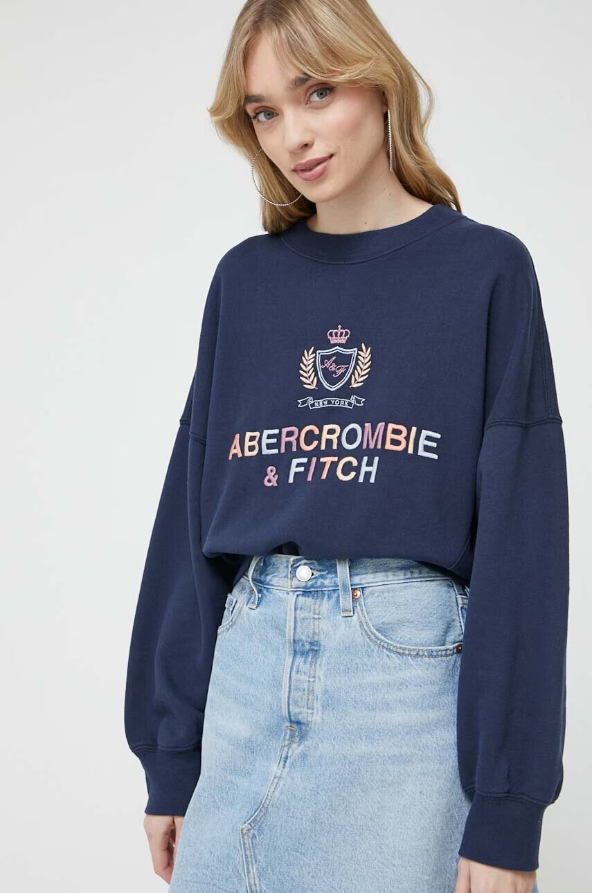 Abercrombie & Fitch Суичър в тъмносиньо с апликация - Pepit.bg