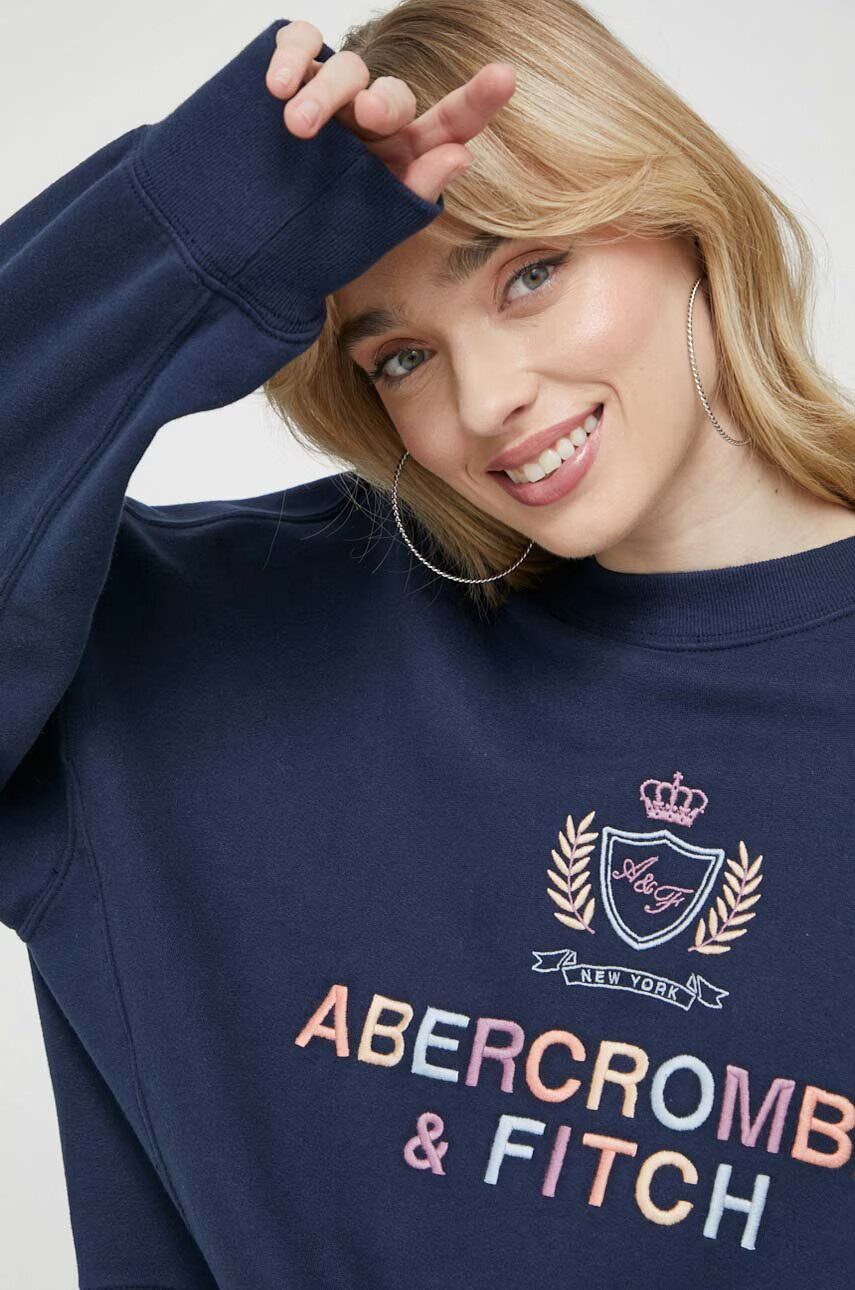 Abercrombie & Fitch Суичър в тъмносиньо с апликация - Pepit.bg