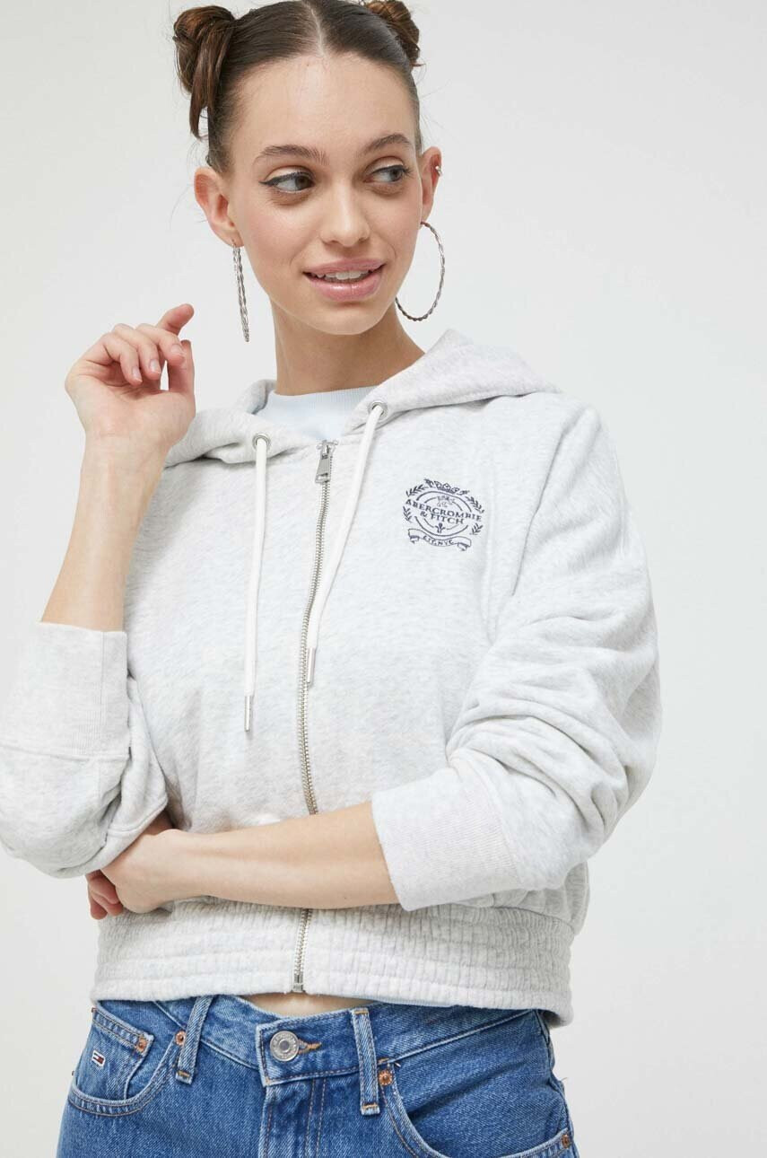 Abercrombie & Fitch Суичър в сиво с качулка меланж на - Pepit.bg