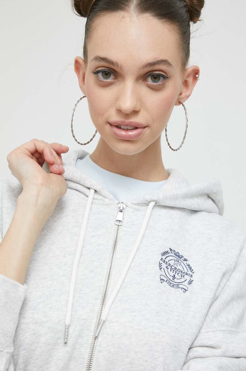 Abercrombie & Fitch Суичър в сиво с качулка меланж на - Pepit.bg
