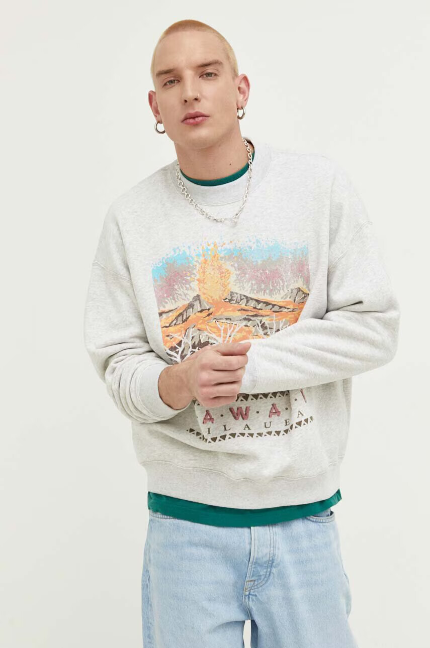 Abercrombie & Fitch Суичър в сиво с принт - Pepit.bg
