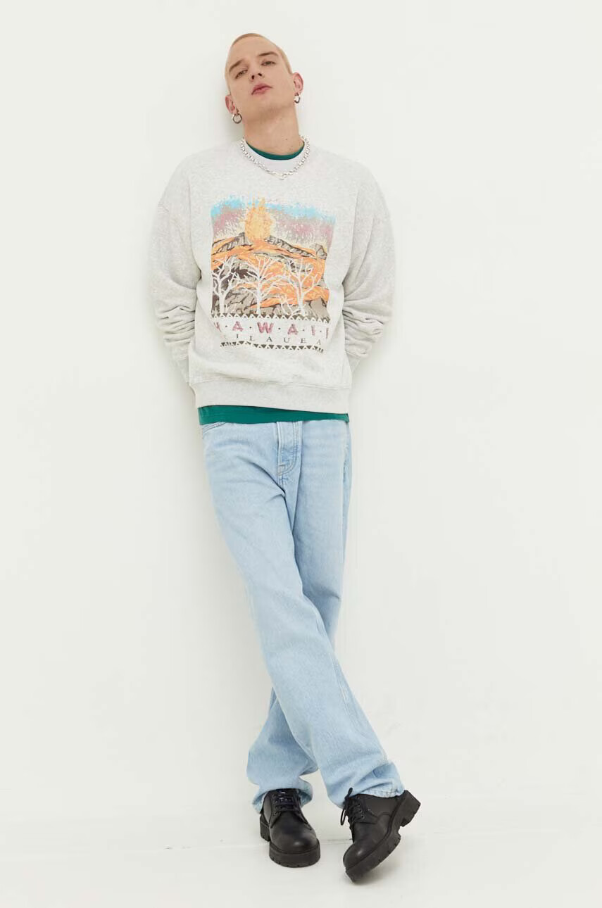 Abercrombie & Fitch Суичър в сиво с принт - Pepit.bg