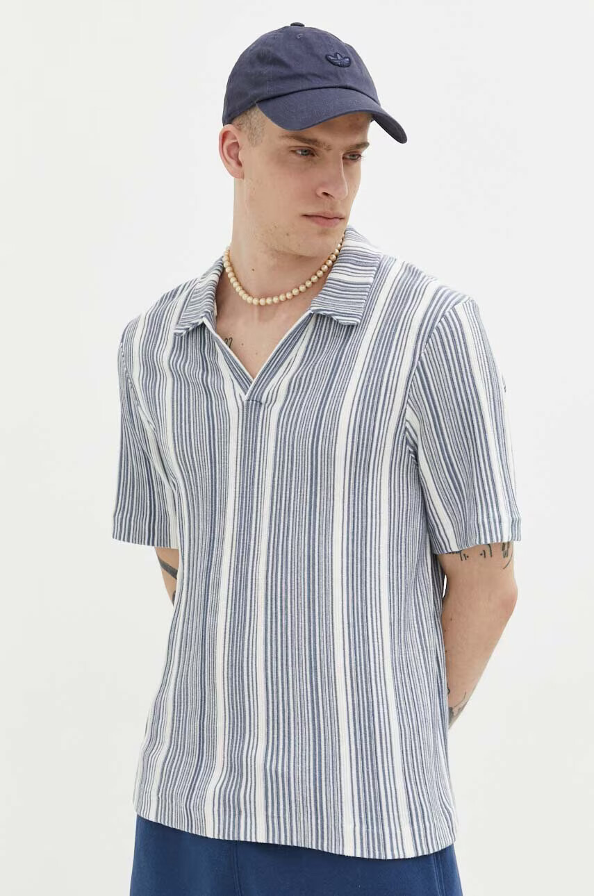 Abercrombie & Fitch Тениска с яка в синьо с десен - Pepit.bg