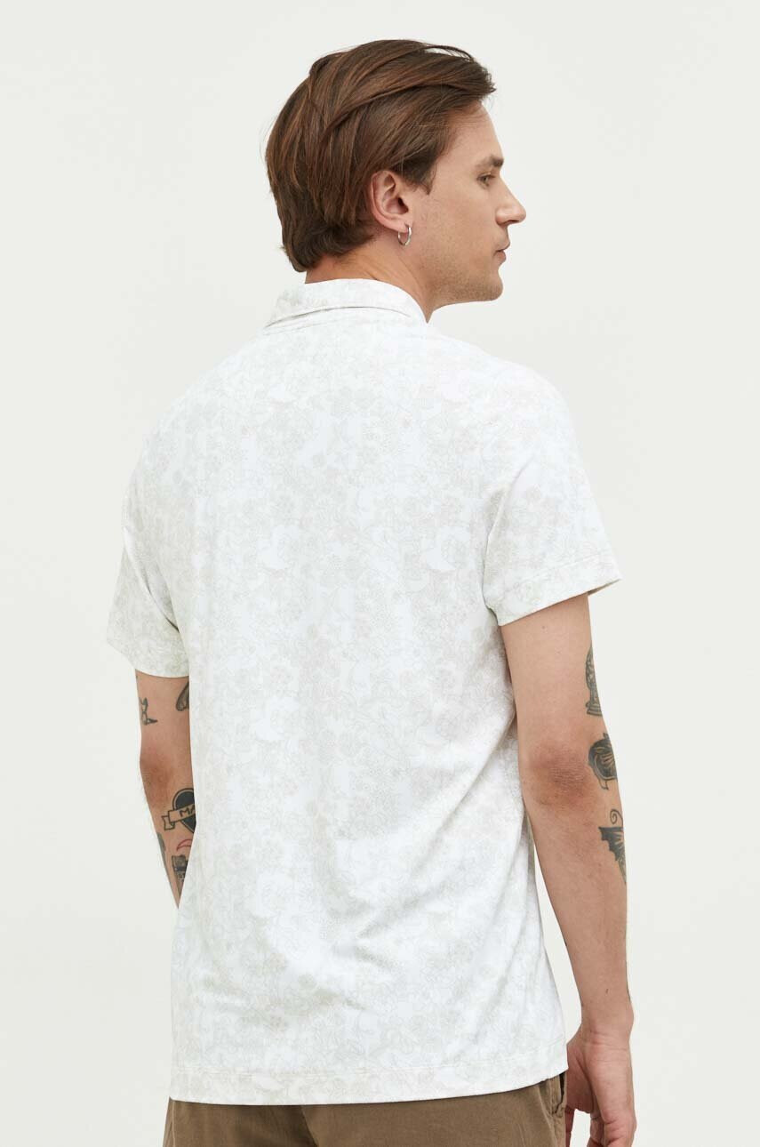 Abercrombie & Fitch Тениска с яка в бяло с десен - Pepit.bg