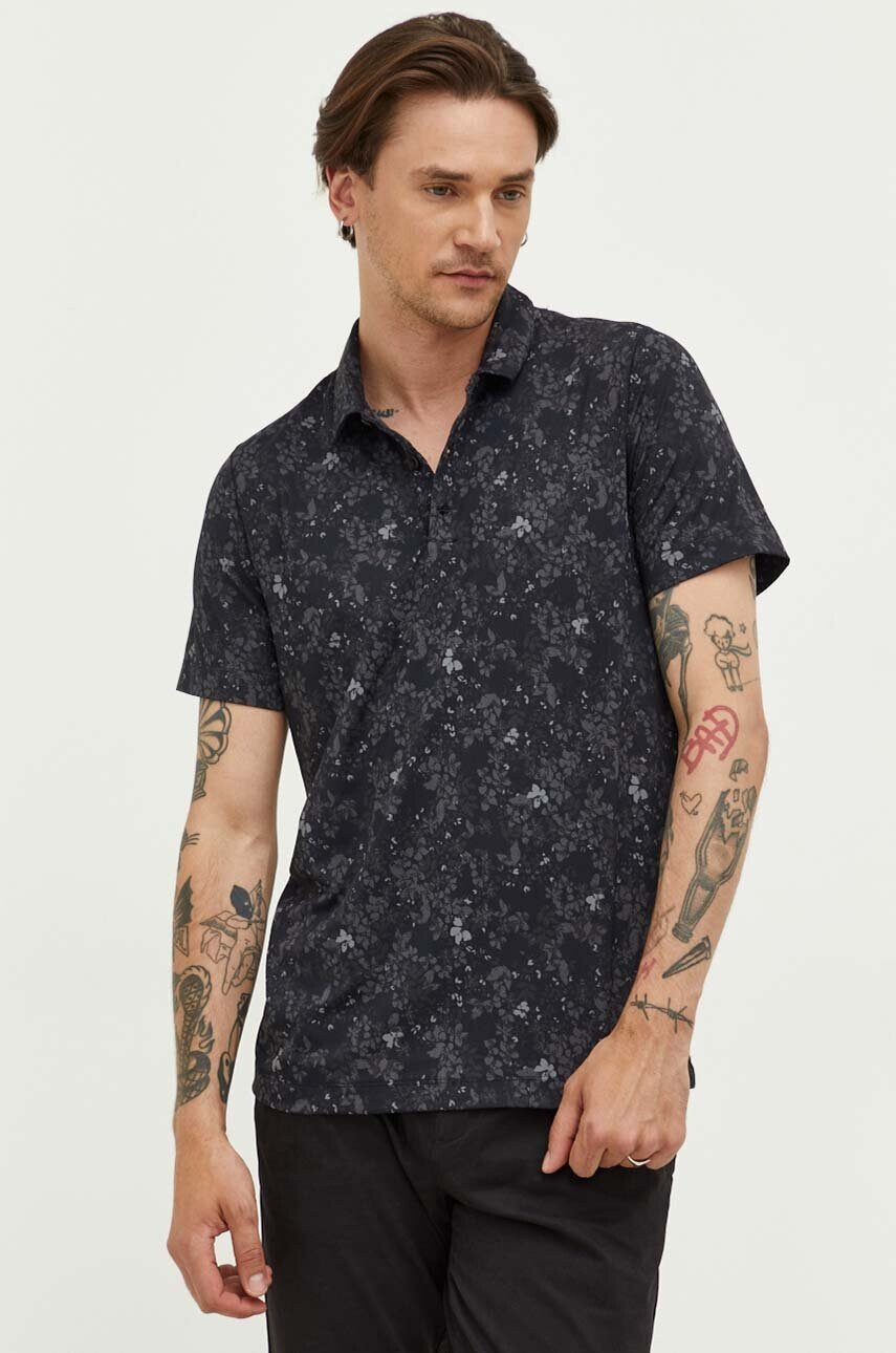 Abercrombie & Fitch Тениска с яка в черно с десен - Pepit.bg