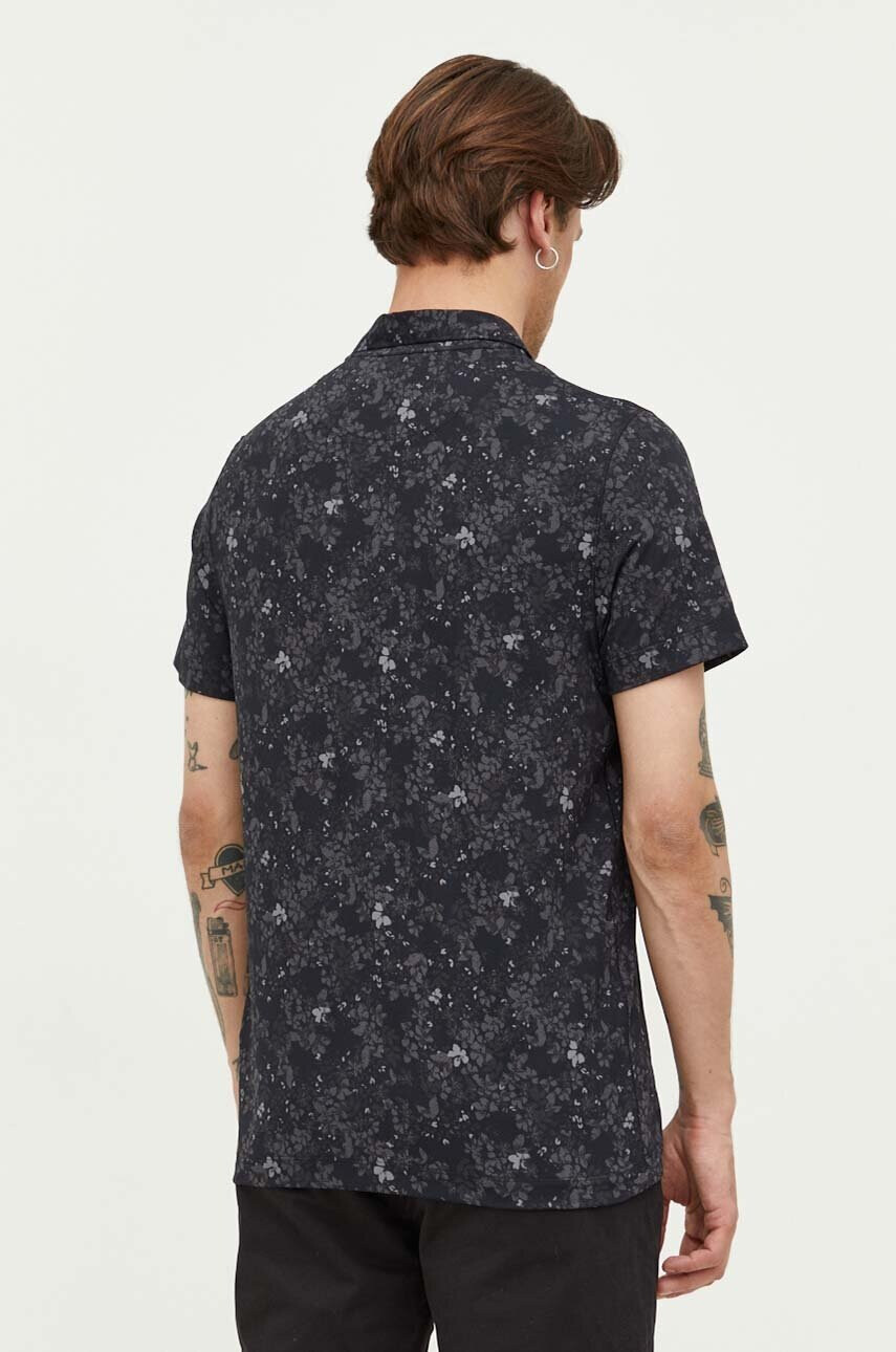 Abercrombie & Fitch Тениска с яка в черно с десен - Pepit.bg