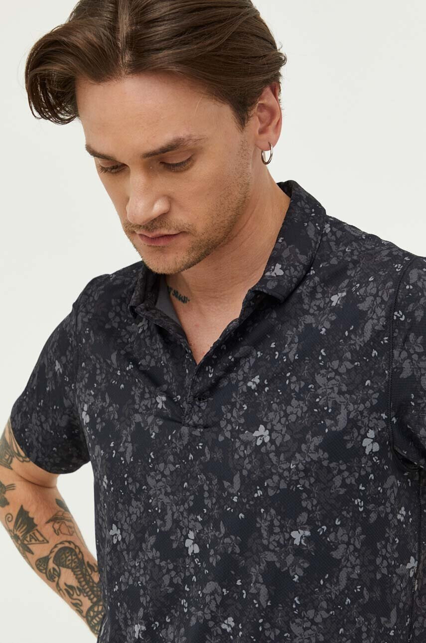 Abercrombie & Fitch Тениска с яка в черно с десен - Pepit.bg