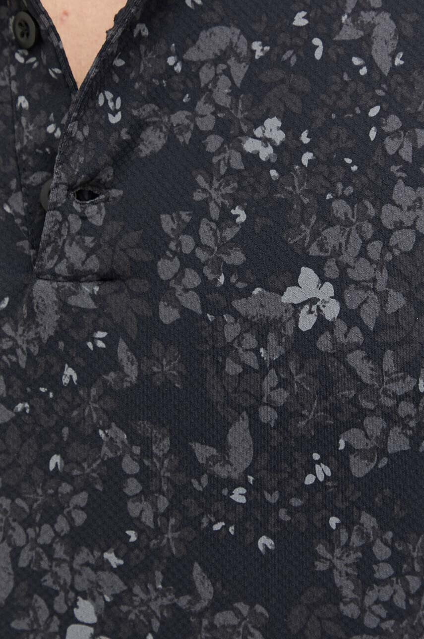 Abercrombie & Fitch Тениска с яка в черно с десен - Pepit.bg
