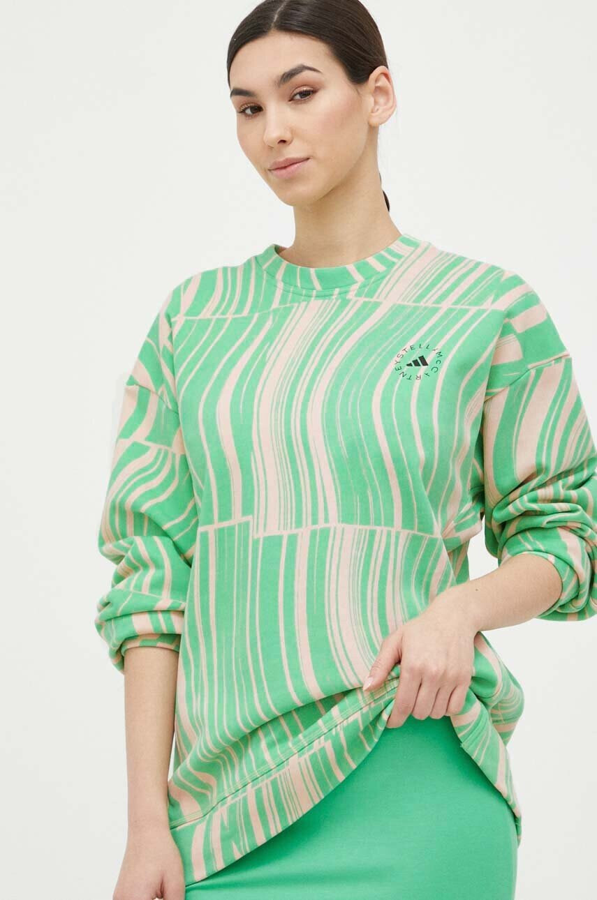 adidas by Stella McCartney Памучен суичър в зелено с десен - Pepit.bg