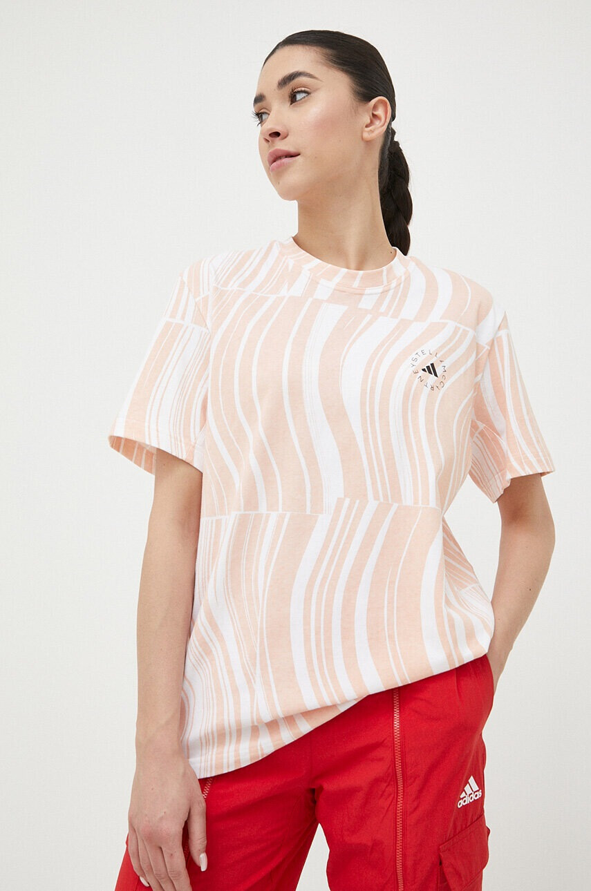 adidas by Stella McCartney Памучна тениска в оранжево - Pepit.bg