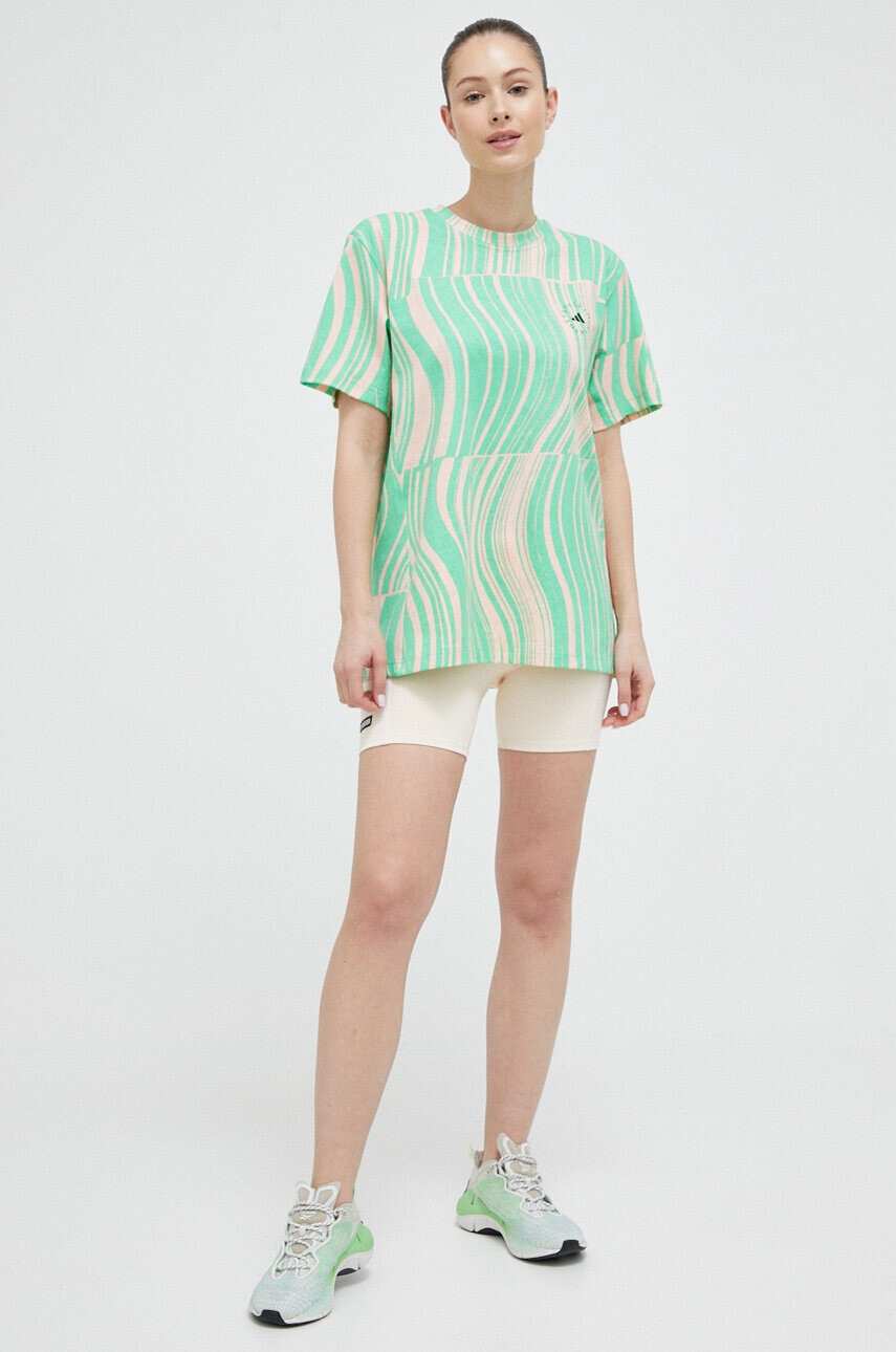 adidas by Stella McCartney Памучна тениска в зелено - Pepit.bg