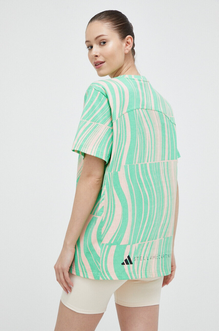 adidas by Stella McCartney Памучна тениска в зелено - Pepit.bg