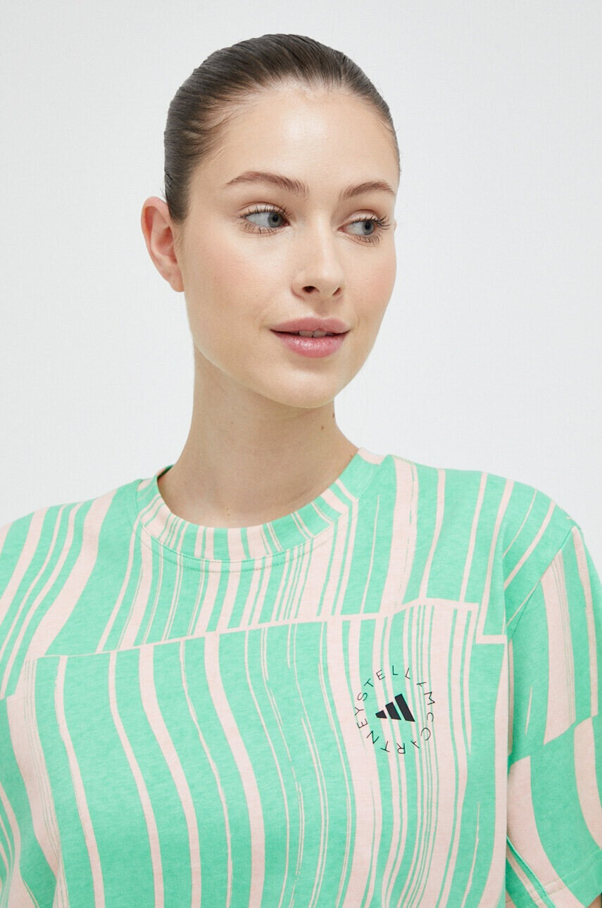 adidas by Stella McCartney Памучна тениска в зелено - Pepit.bg