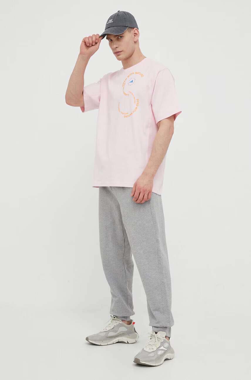 adidas by Stella McCartney Памучна тениска в розово с принт - Pepit.bg