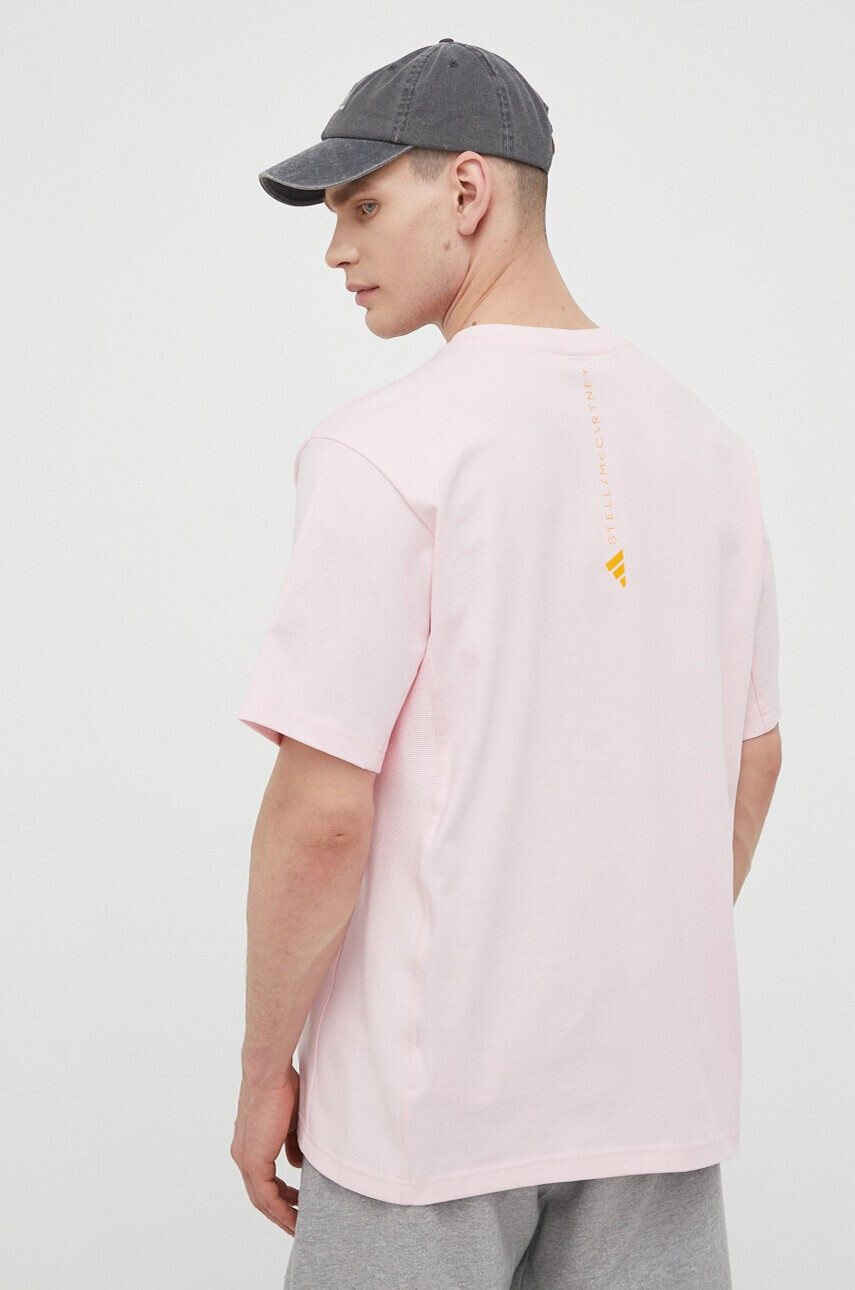 adidas by Stella McCartney Памучна тениска в розово с принт - Pepit.bg
