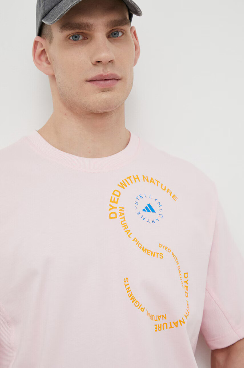 adidas by Stella McCartney Памучна тениска в розово с принт - Pepit.bg