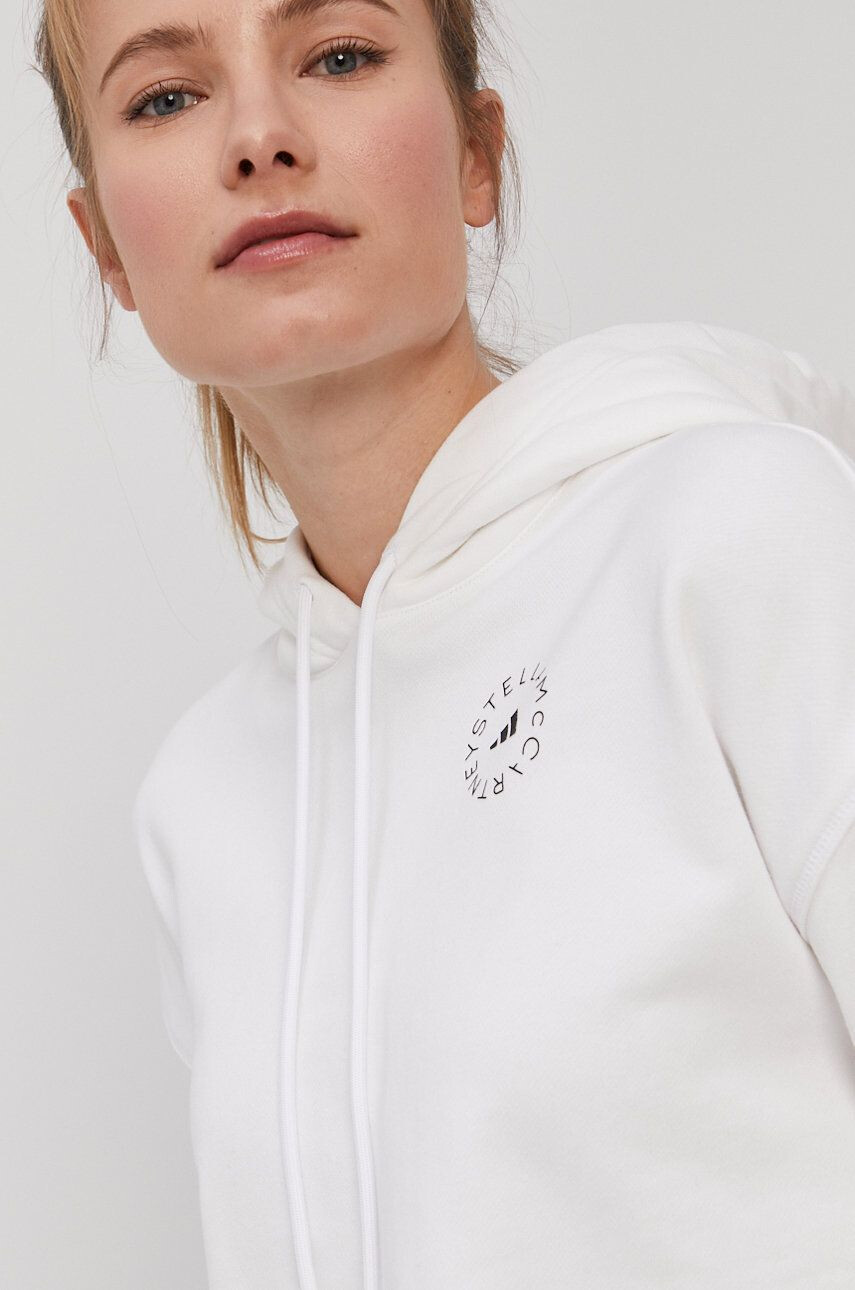 adidas by Stella McCartney Суичър GL7336 дамски в бяло с изчистен дизайн - Pepit.bg