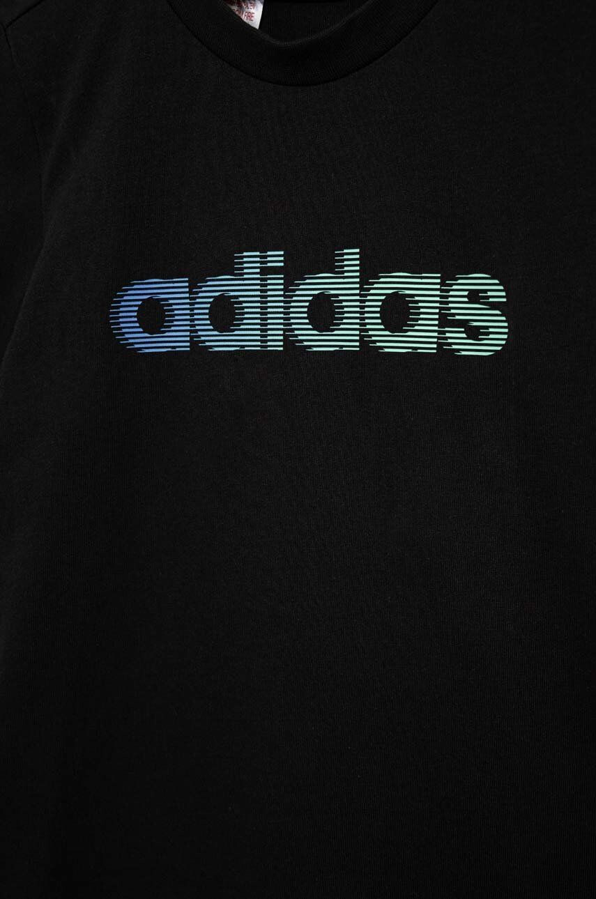 adidas Детска памучна тениска в черно с принт - Pepit.bg