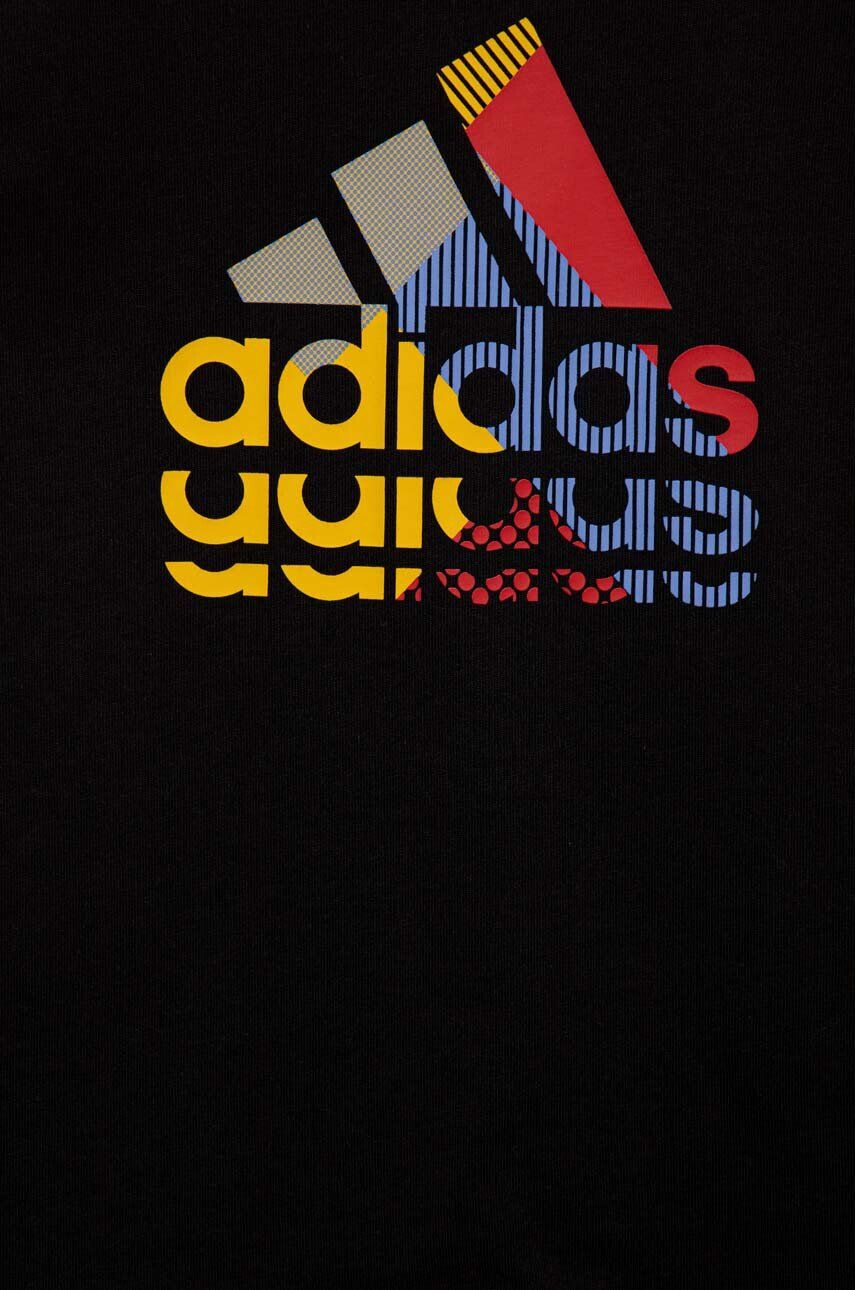 adidas Детска памучна тениска в черно с принт - Pepit.bg