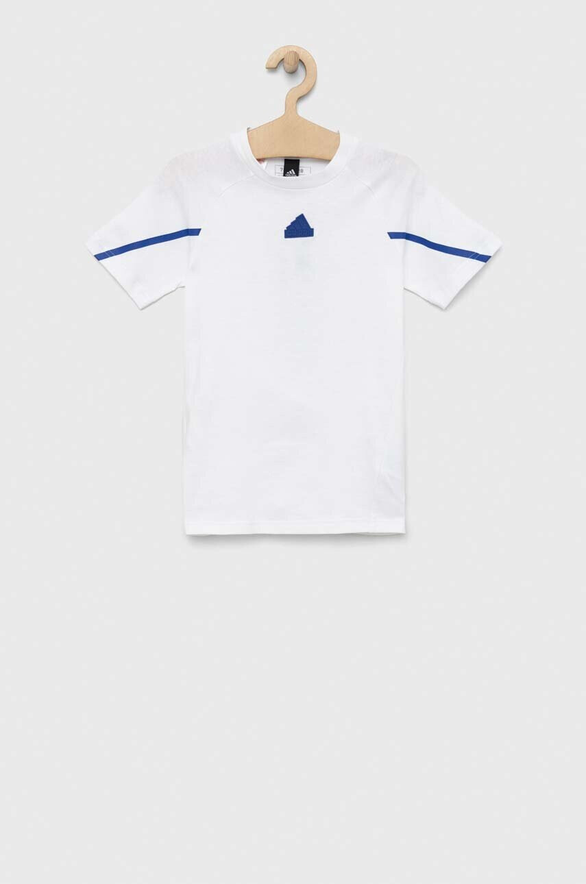 adidas Детска памучна тениска B D4GMDY в бяло с принт - Pepit.bg