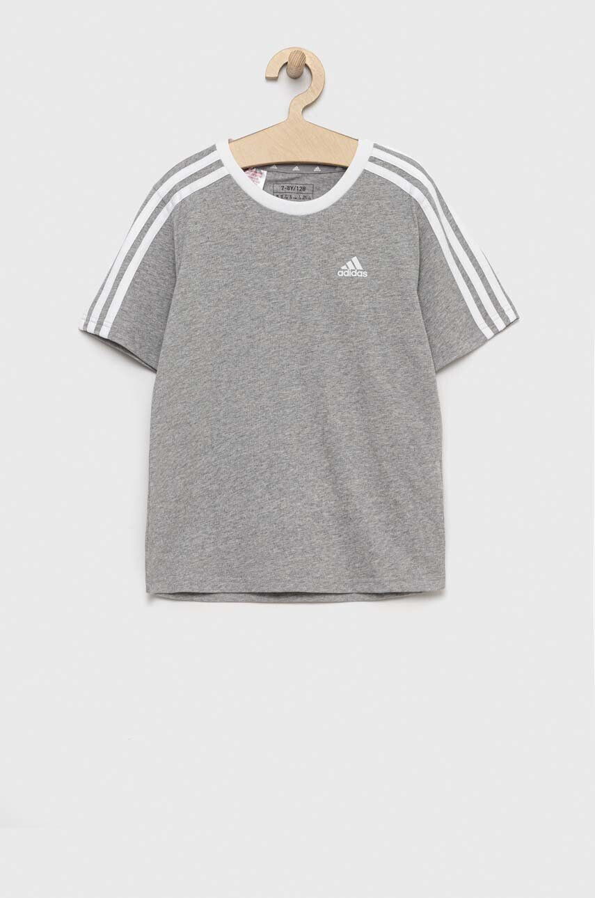 adidas Детска памучна тениска G 3S BF в сиво - Pepit.bg