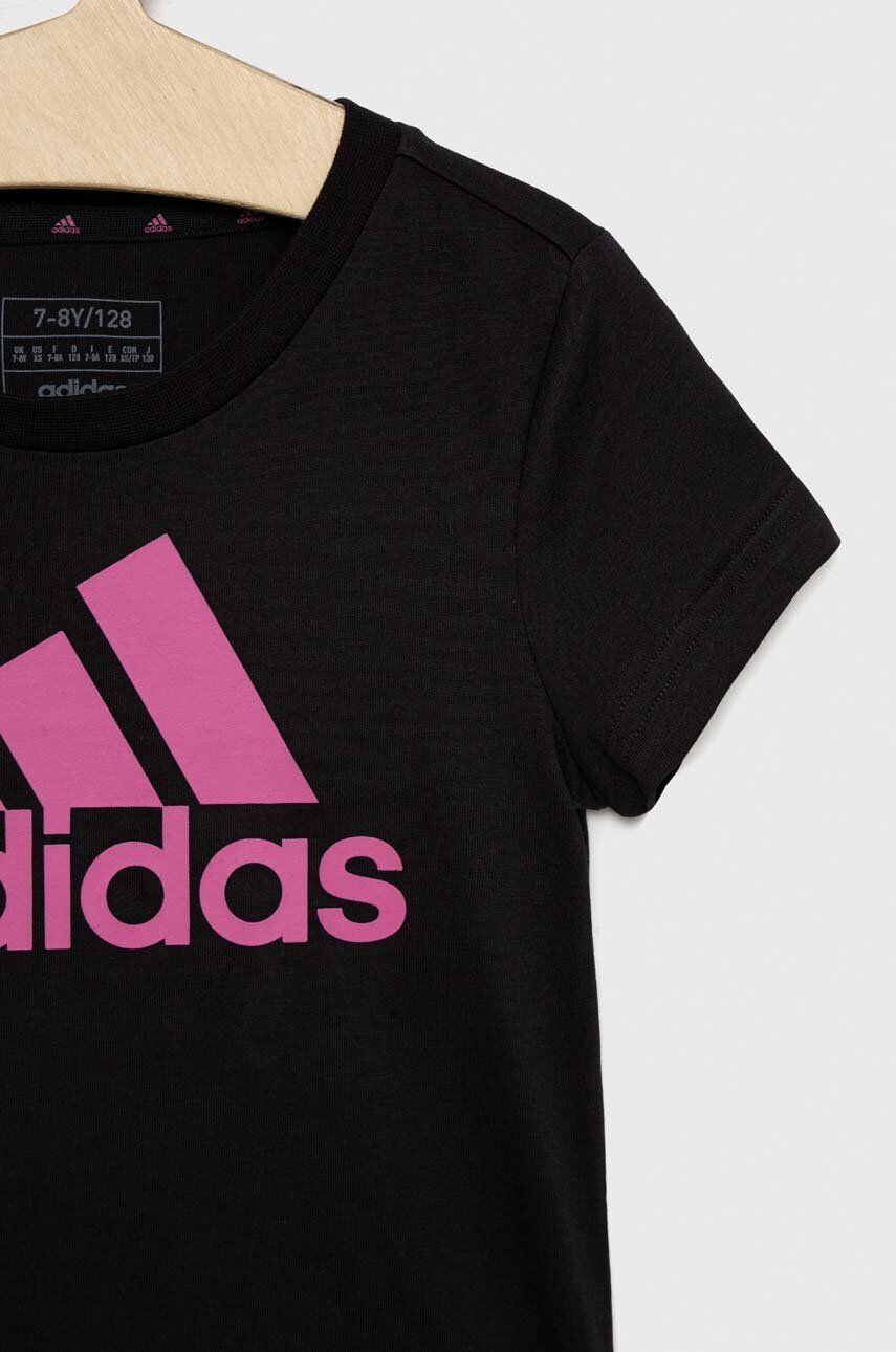 adidas Детска памучна тениска G BL в черно - Pepit.bg