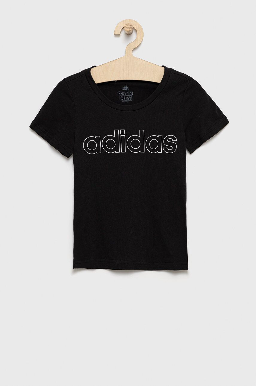 adidas Детска памучна тениска GN4042 в черно - Pepit.bg