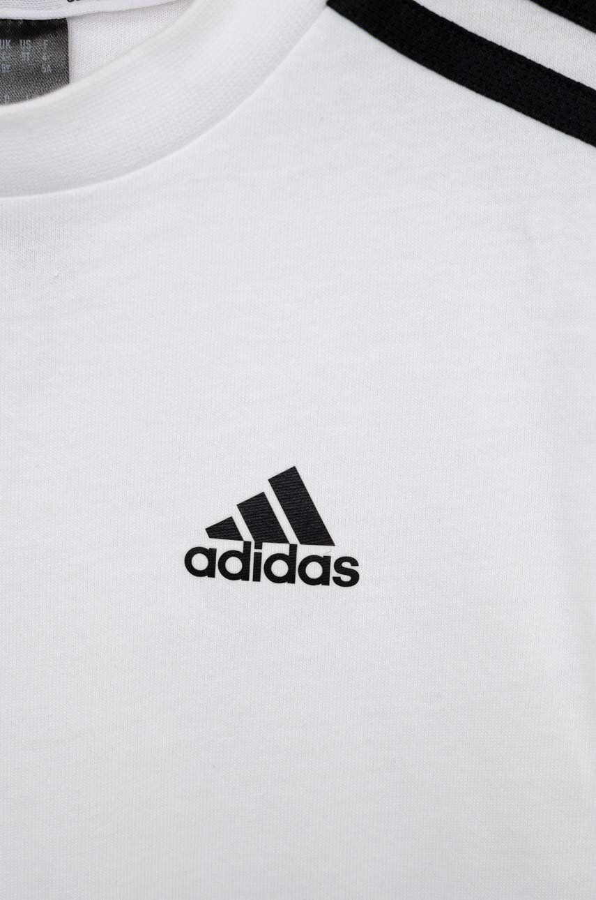 adidas Детска памучна тениска LK 3S CO в бяло с десен - Pepit.bg