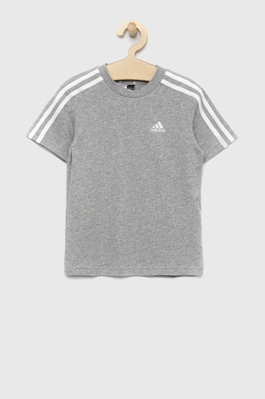 adidas Детска памучна тениска LK 3S CO в сив меланж - Pepit.bg