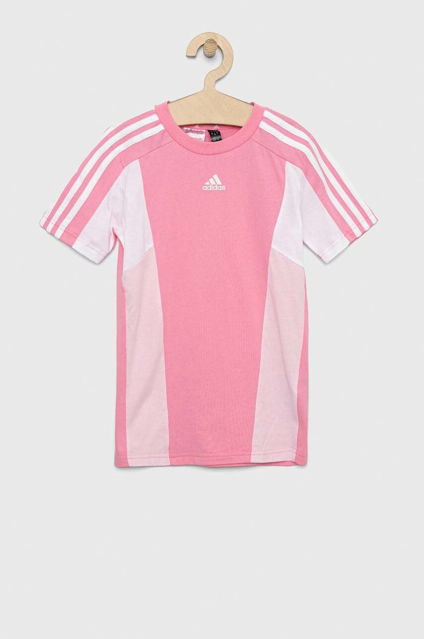 adidas Детска памучна тениска LK CB CO TEE в розово - Pepit.bg