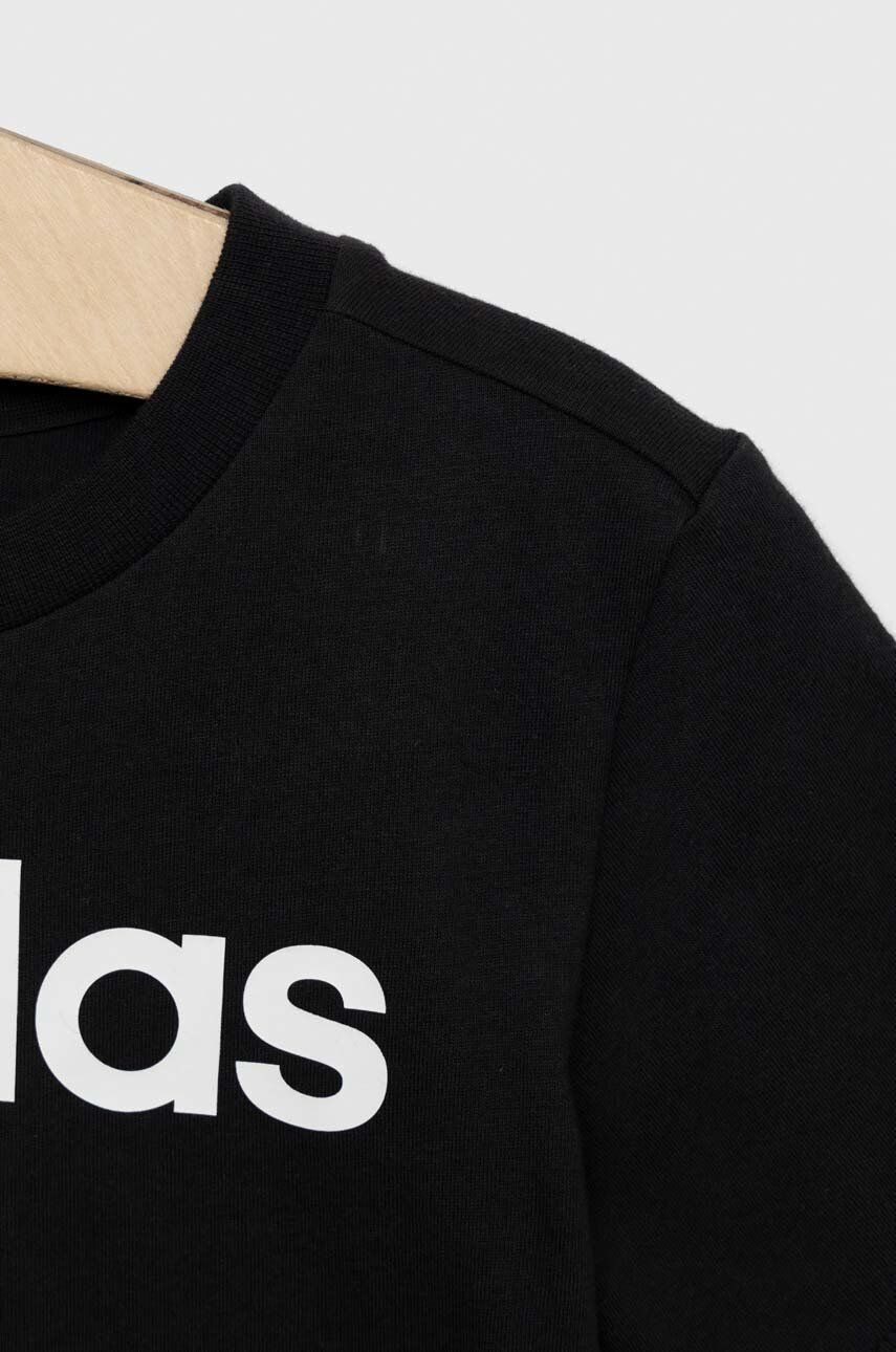 adidas Детска памучна тениска LK LIN CO в черно с десен - Pepit.bg