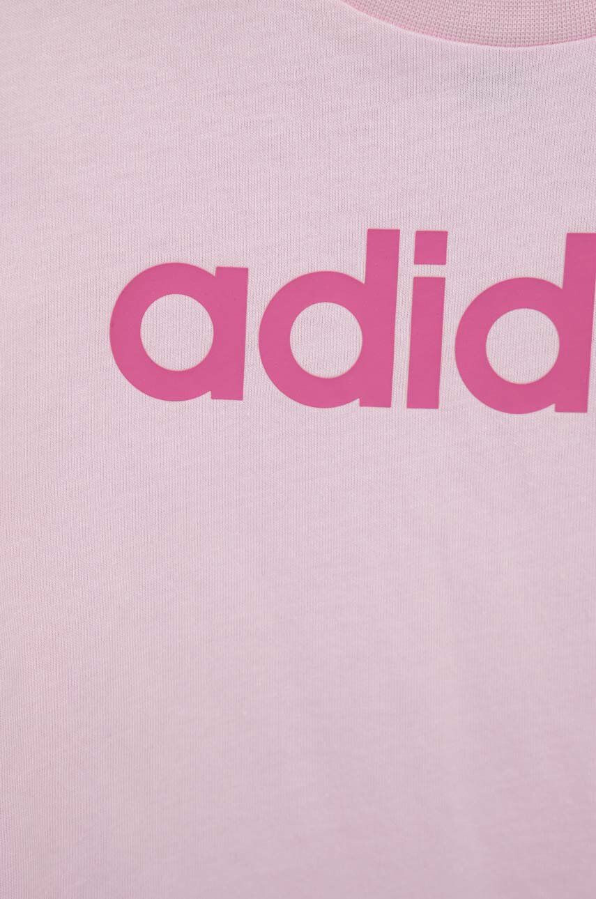 adidas Детска памучна тениска LK LIN CO в розово - Pepit.bg