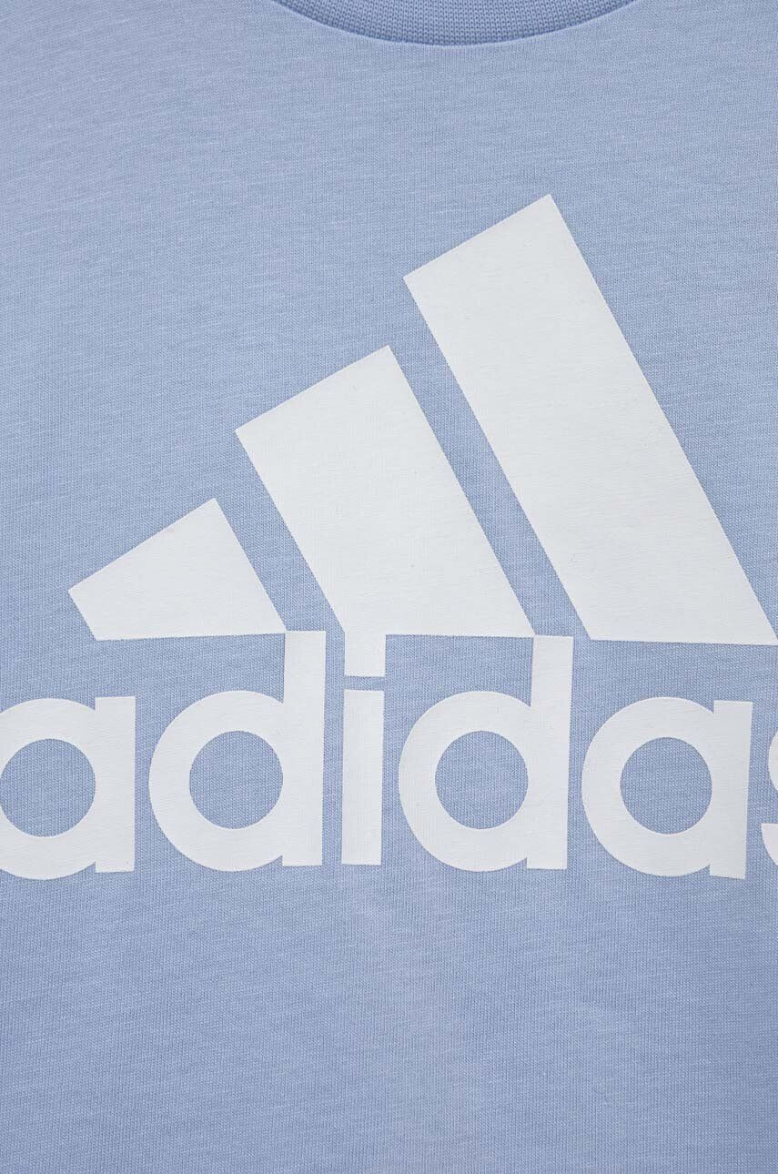 adidas Детска памучна тениска U BL в синьо с принт - Pepit.bg