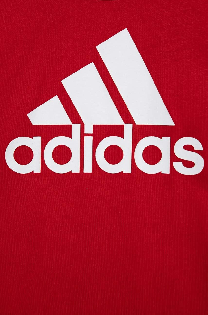 adidas Детска памучна тениска U BL в червено с принт - Pepit.bg