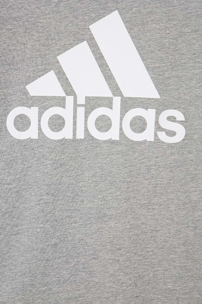 adidas Детска памучна тениска U BL в сиво с принт - Pepit.bg