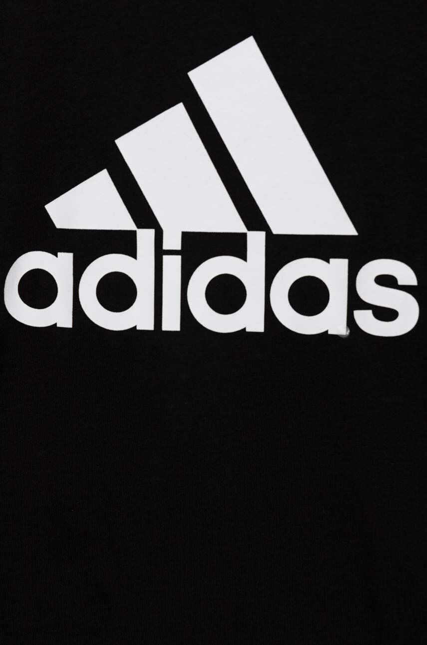 adidas Детска памучна тениска U BL в черно с принт - Pepit.bg