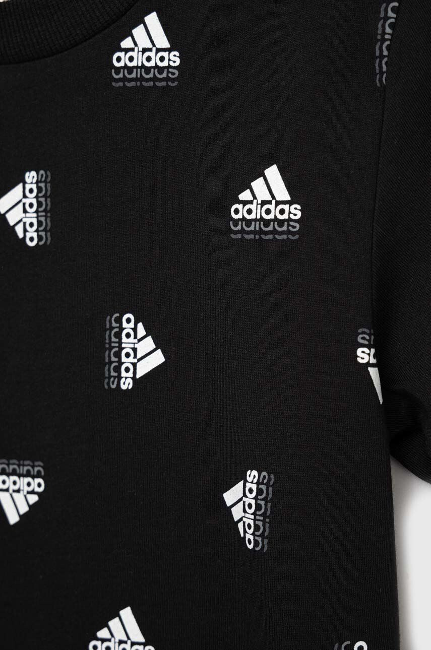 adidas Детска памучна тениска U BLUV TEE в черно с десен - Pepit.bg