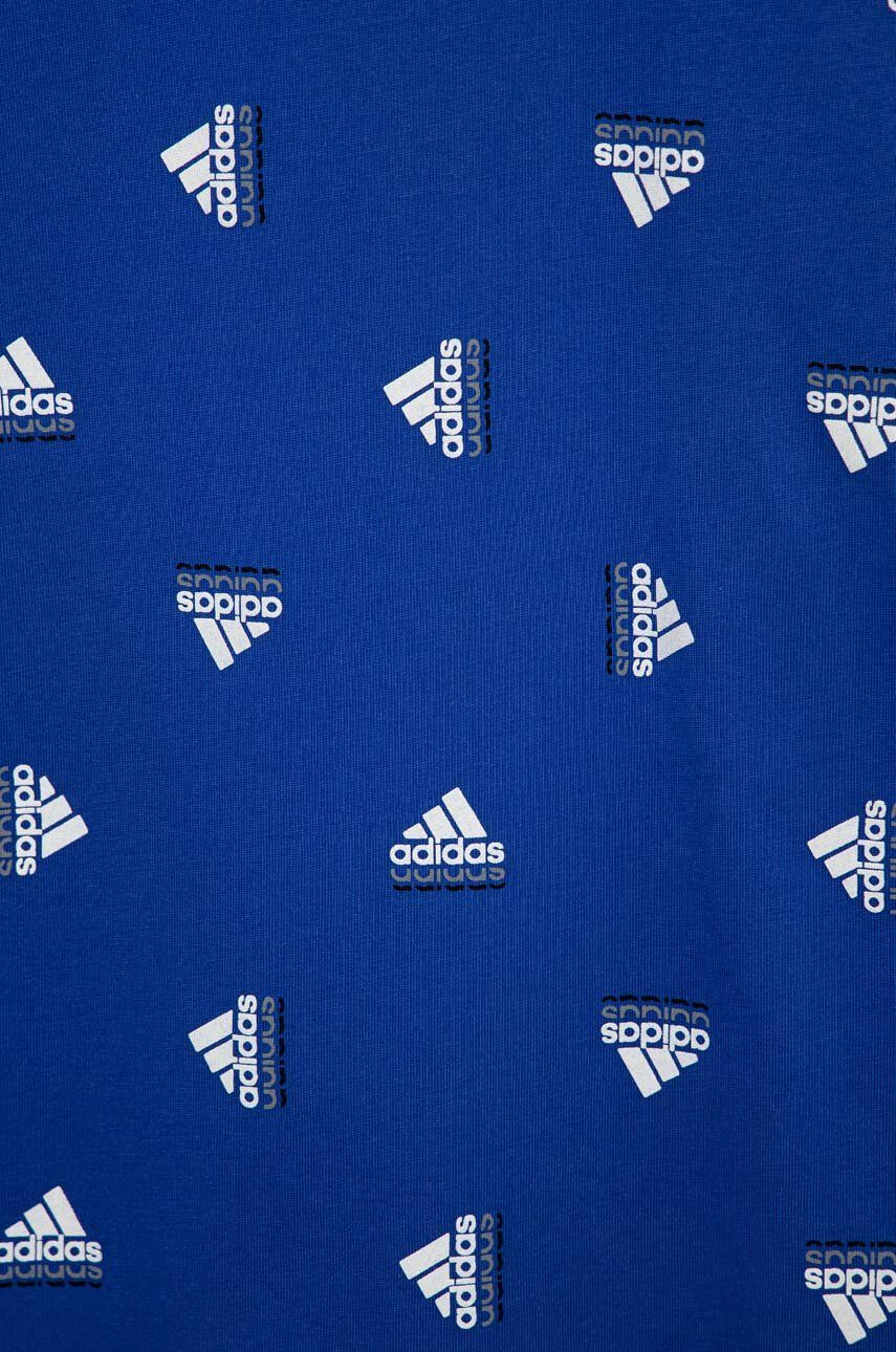 adidas Детска памучна тениска U BLUV TEE в синьо с принт - Pepit.bg