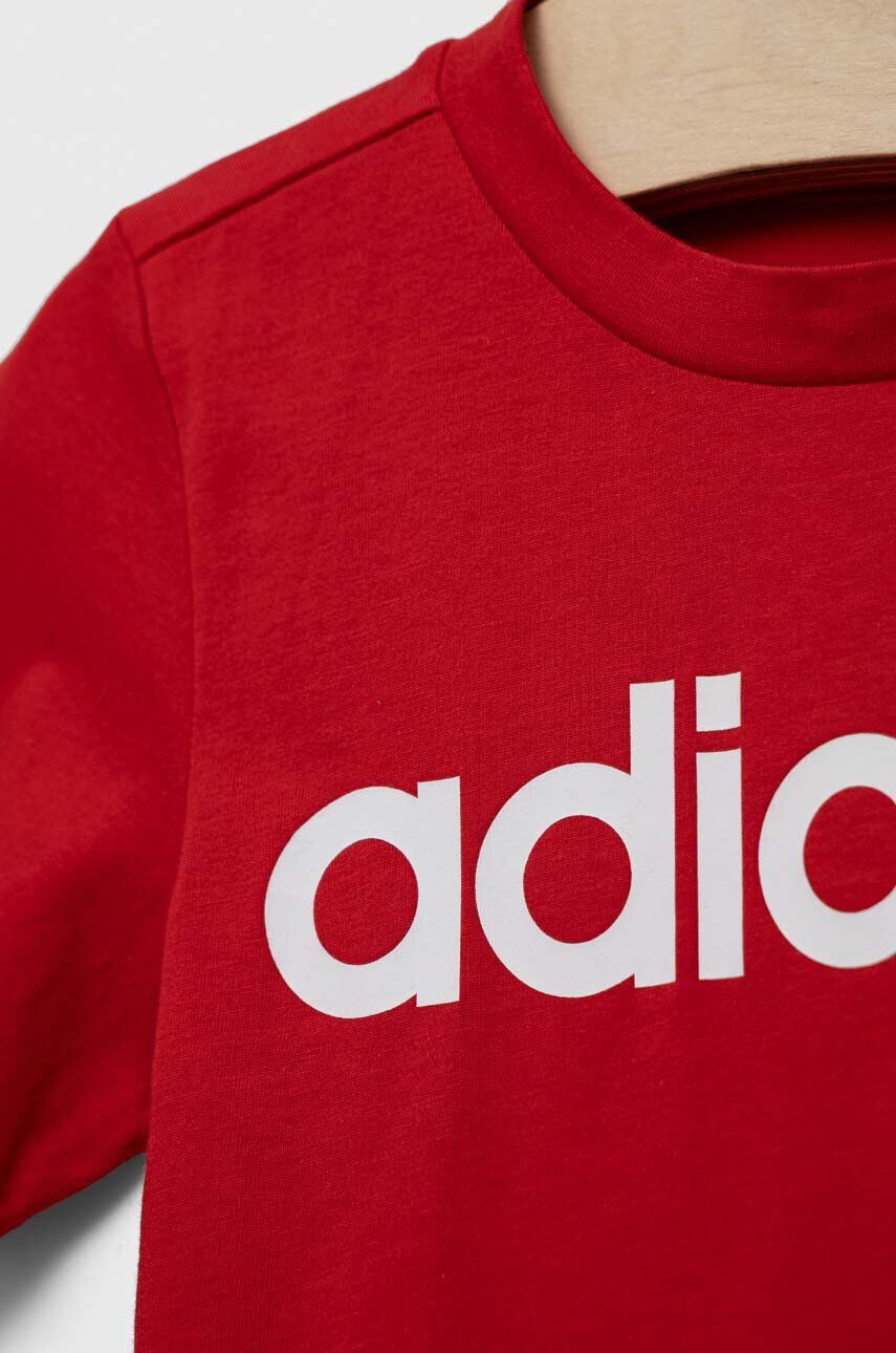 adidas Детска памучна тениска U LIN в червено с принт - Pepit.bg