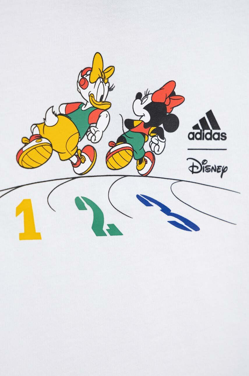 adidas Детска памучна тениска x Disney в бяло с принт - Pepit.bg