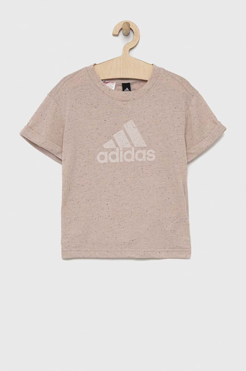 adidas Детска тениска G FI BL в бежово с десен - Pepit.bg