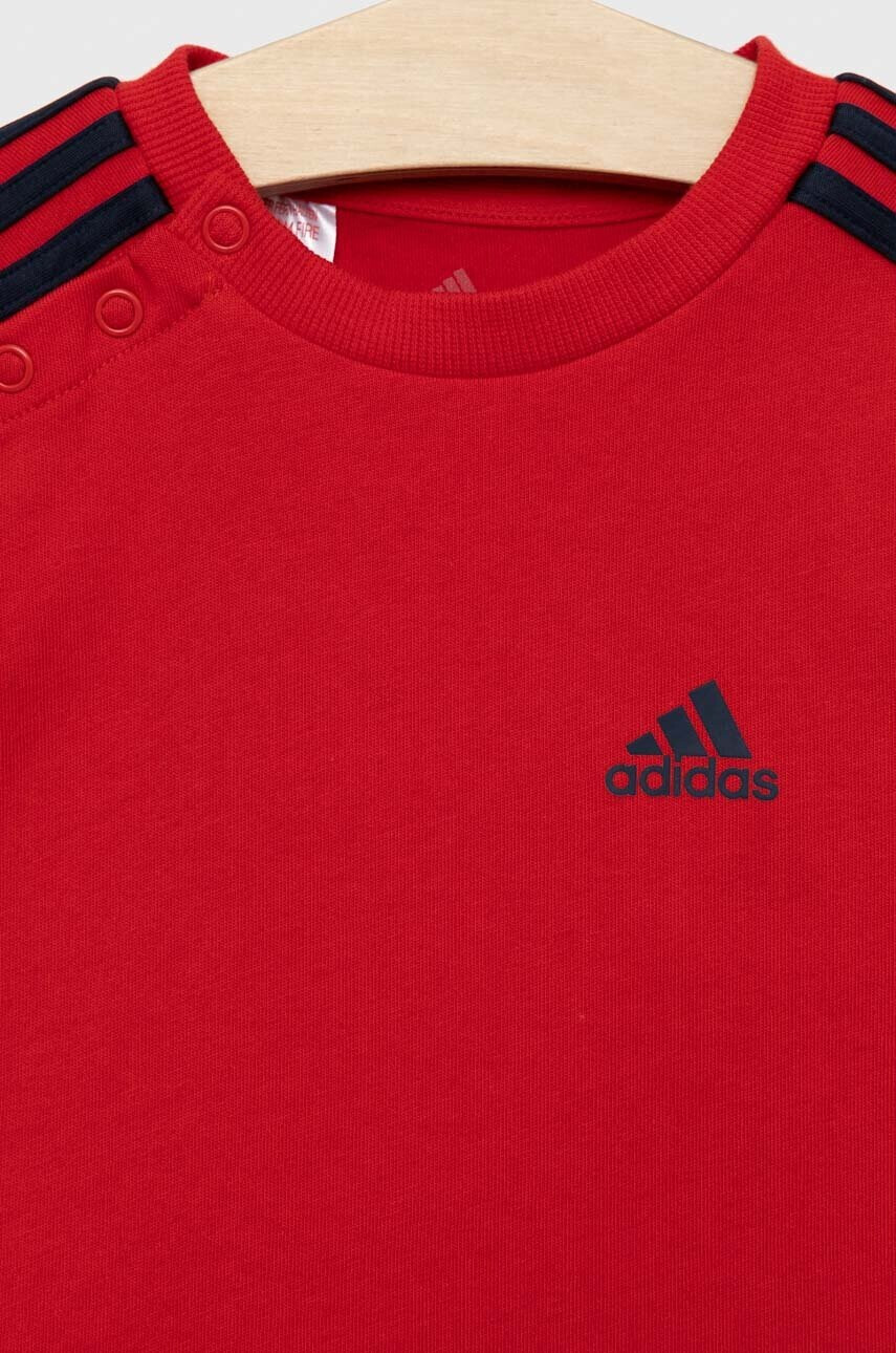 adidas Детски памучен комплект I 3S в червено - Pepit.bg