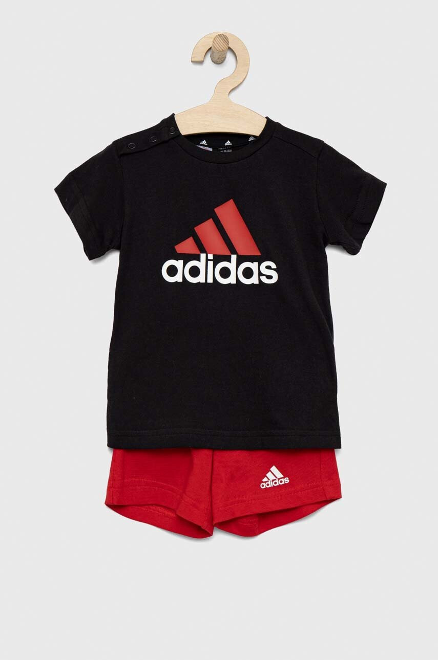 adidas Детски памучен комплект I BL CO T в червено - Pepit.bg