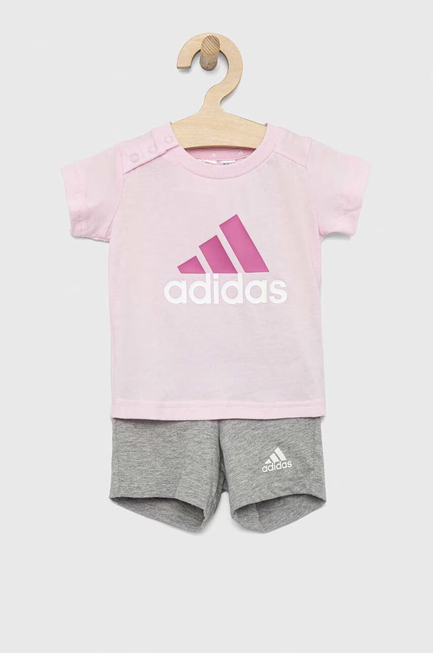 adidas Детски памучен комплект I BL CO T в розово - Pepit.bg