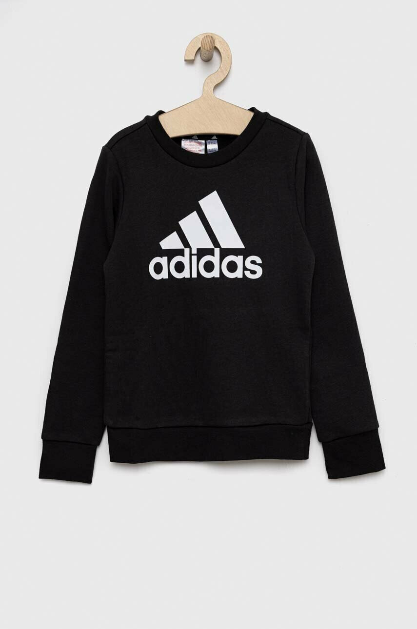 adidas Детски памучен суичър G BL в черно с принт - Pepit.bg