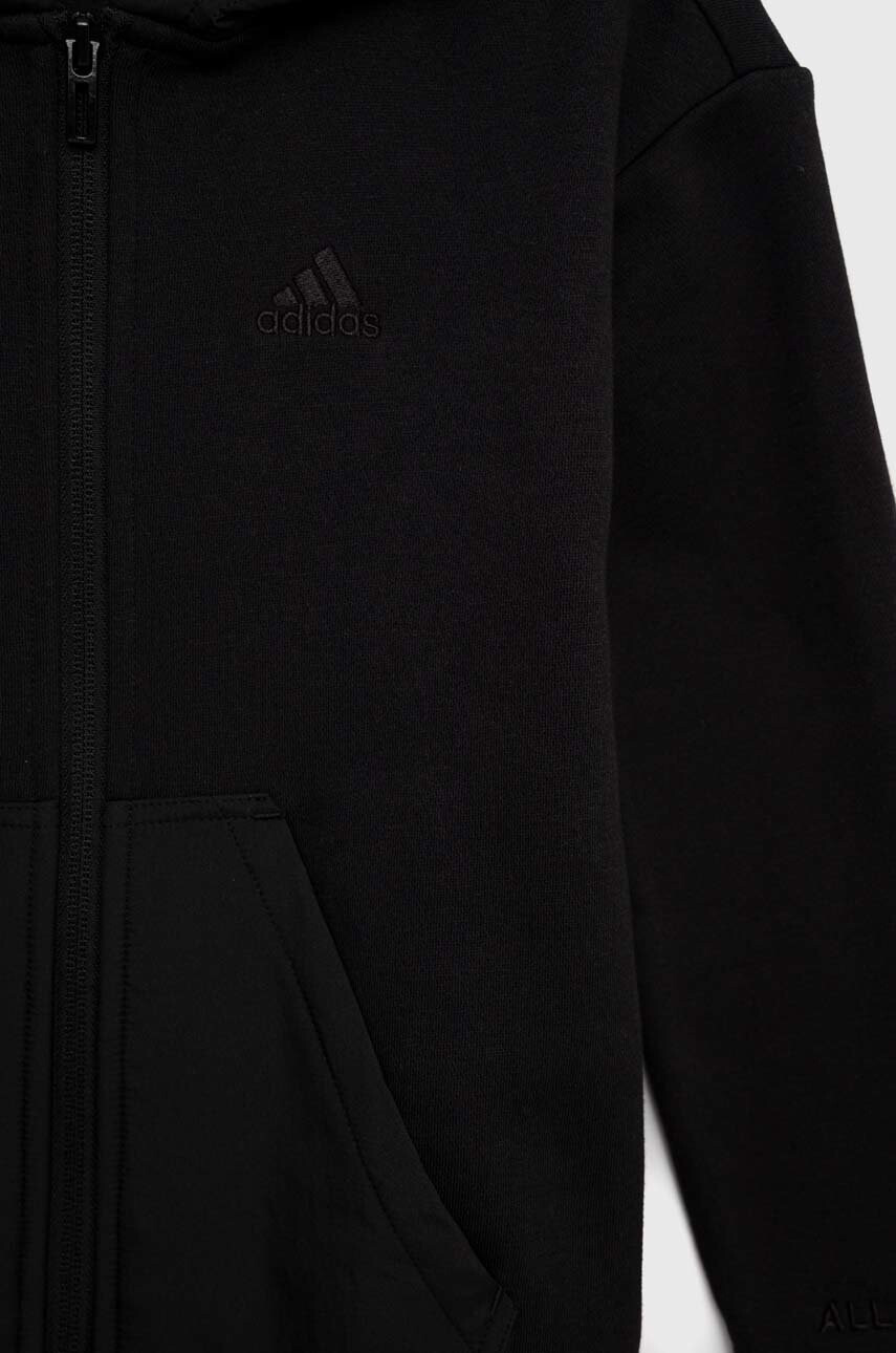adidas Детски суичър в черно с качулка с апликация - Pepit.bg