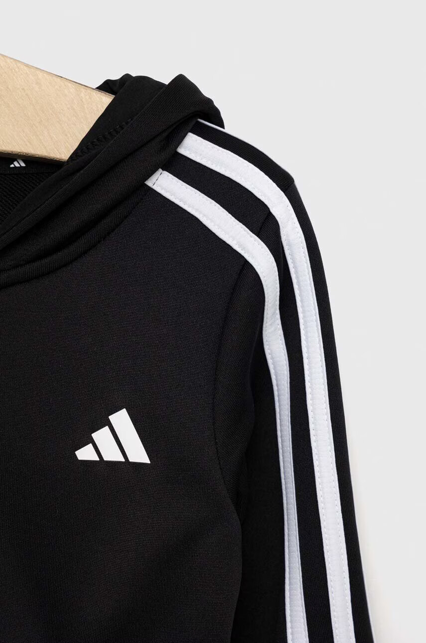 adidas Детски суичър в черно с качулка с апликация - Pepit.bg